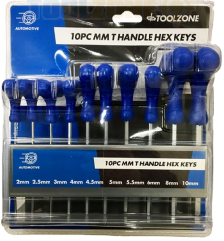 10Pc T Handle Hex Keys Metric