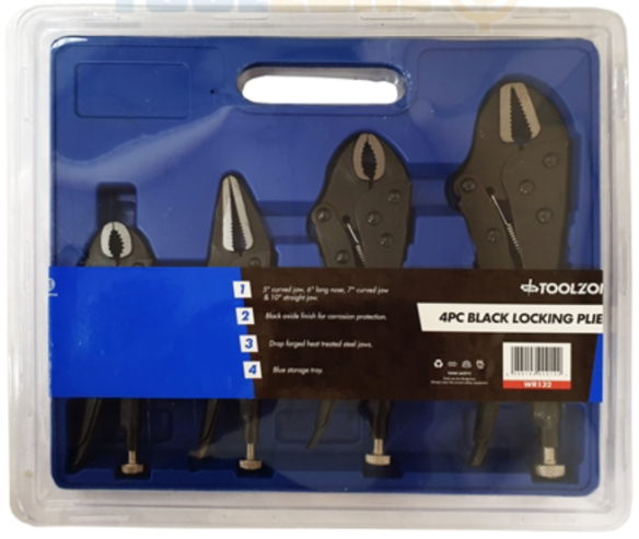 4Pc Black Lock Pliers