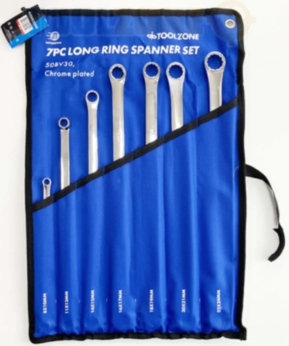 7pc Long Ring Spanner Set 8-24mm