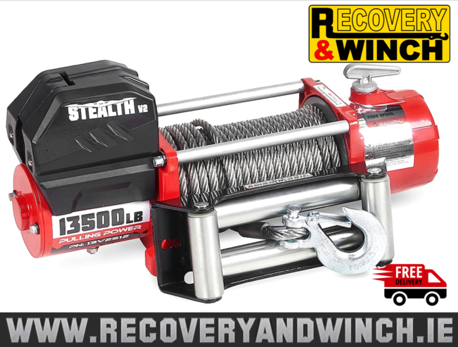 Stealth 13500LB Car Transporter Recovery Winch 🔴