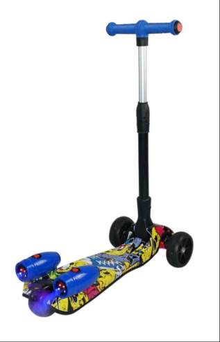 Rocket Effect Light-up Kick Scooter with Flashing Wheels Music Colour LED Water Mist Spray for Kids