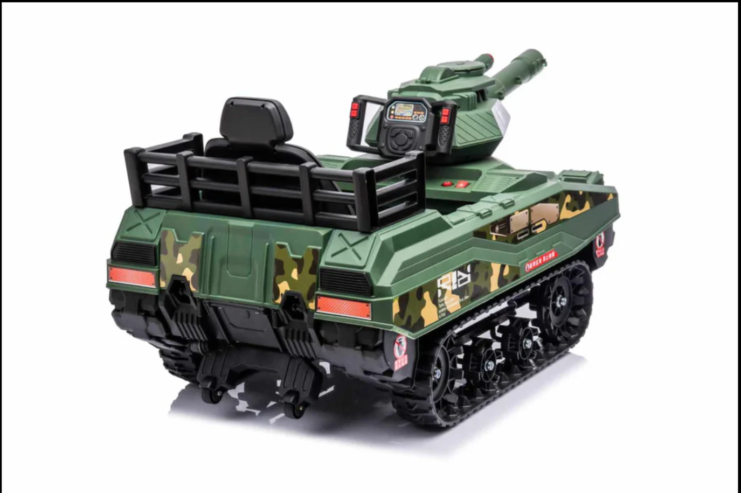 24V Kids Electric Army Tank Ride-on with Ball Shooter & Remote Control