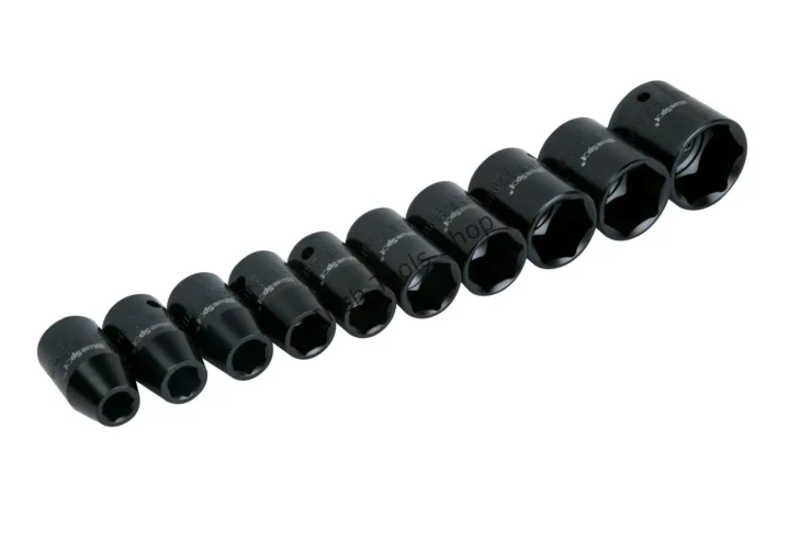 10 Piece 1/2″ Drive Metric Shallow Impact Socket Set – 9-27mm