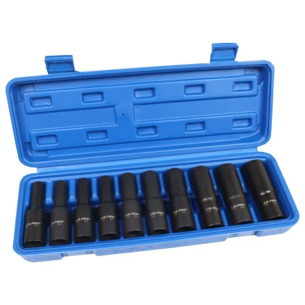 US PRO 10 Piece 1/2″ Drive Deep Impact E Star Socket Set