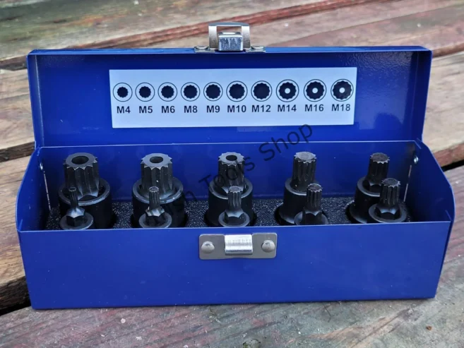10PCS 1/2″ Dr. Impact Spline Bit Socket Set