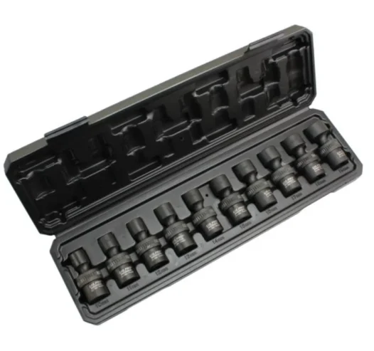 US PRO 10 Piece 3/8″ Drive Metric Swivel Impact Shallow Sockets | 10mm – 19mm | Spring-loaded Ball &