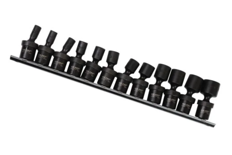 US PRO 12 Piece 1/4″ Drive Metric Swivel Deep Shallow Impact Sockets | Spring-loaded Ball & Pin Desi