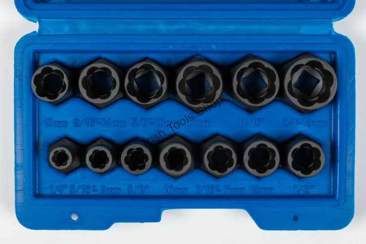13 Piece Impact Bolt & Nut Remover Socket Set (1/4″-11/16″) (8MM-19MM)