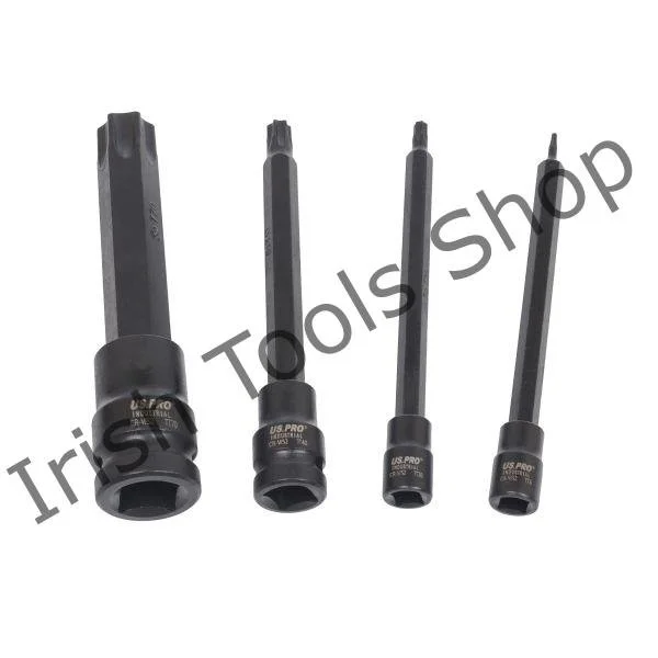 15 Piece 1/4″ 3/8″ 1/2″ Drive 110mm Extra Long Impact Tamper Star Bit Socket Set T6 – T70