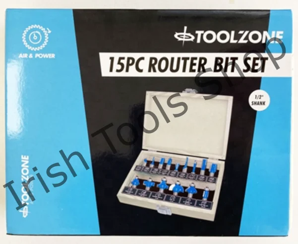 15Pc 1/2″ Shank Router Bits Tct