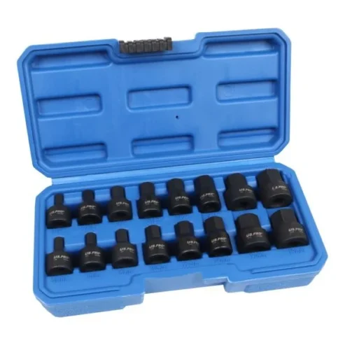 US PRO 16 Piece 3/8″ Drive Stubby SAE Size Impact Socket Set | Metric Hex Bit Sockets