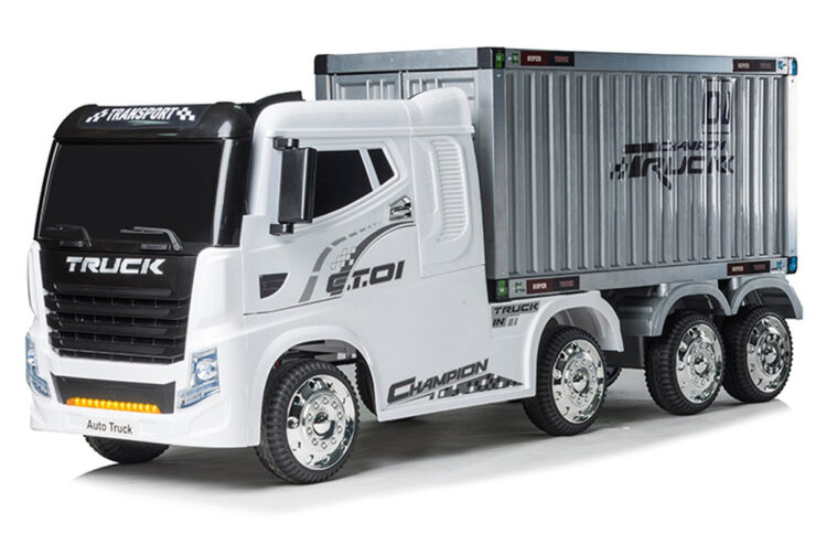 White R/C Four Motor Artic Truck & Trailer – 12V Kids’ Electric Ride On