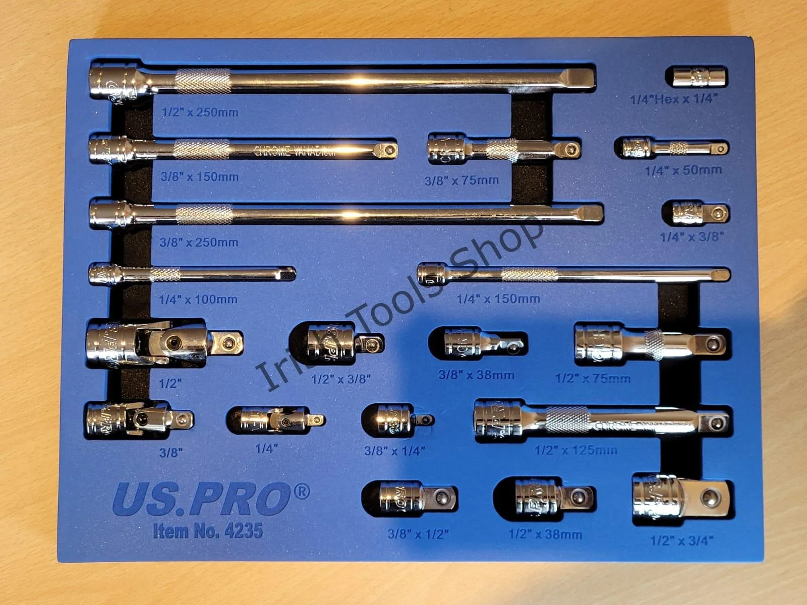 US PRO 20 Piece 1/4″ 3/8″ 1/2″ Drive Extension Bar & Adapter Socket Set