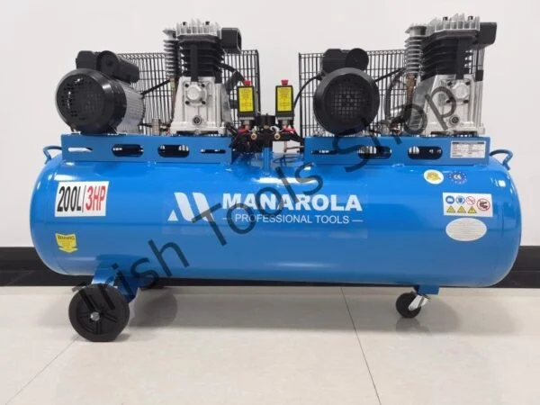Portable 200 Litre 2 x 3HP 8 CFM Electric Air Compressor Double Pump 8 Bar
