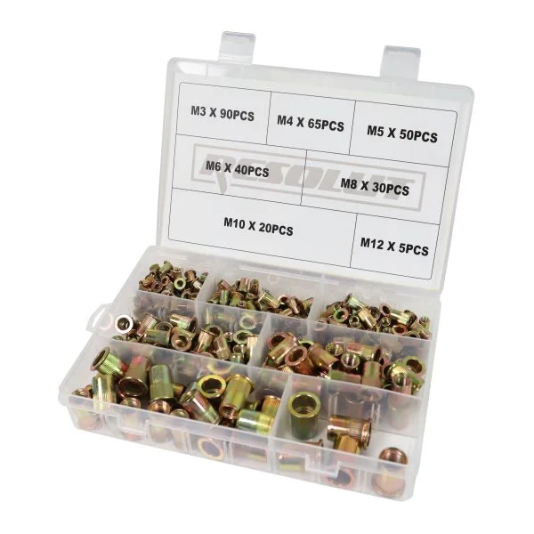 US PRO 300 Piece Assorted Blind Threaded Steel Rivet Nuts M3 – M12