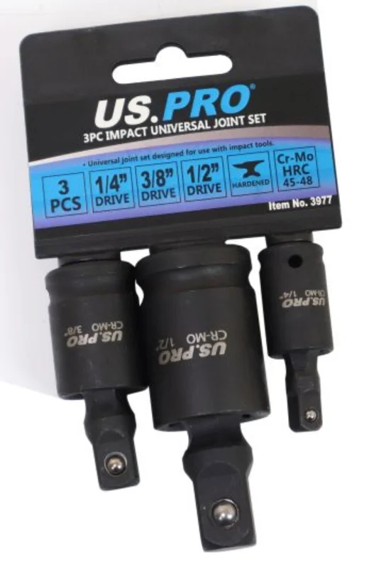 US PRO 3 Piece 1/4″, 3/8″ & 1/2″ Drives Impact Universal Joint Set