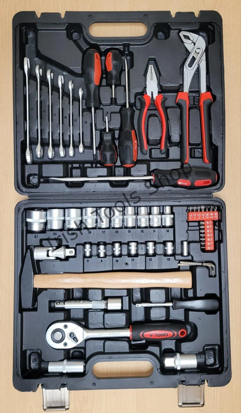 43 pcs 1/2″ 1/4″ Drive Socket, Spanner & Hammer Set