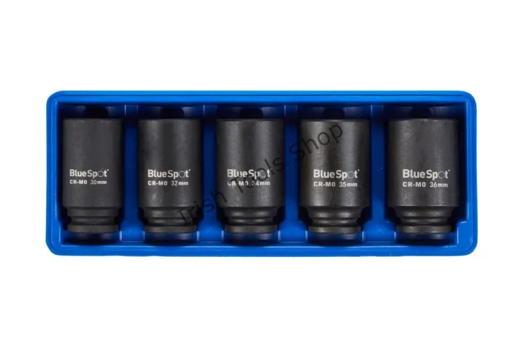 5 Piece 1/2″ Drive Metric 12 Point CR-MO Impact Hub Socket Set (30-36mm)