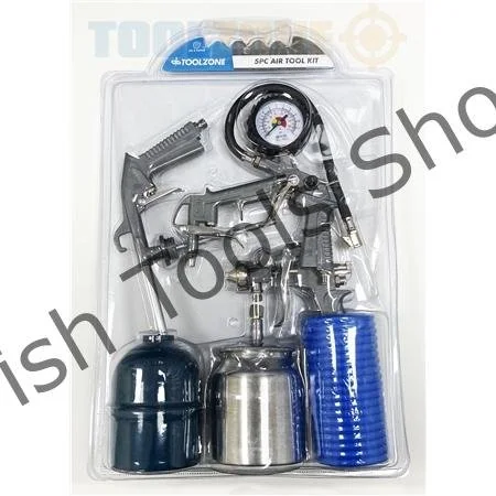 5Pc Air Tool Kit – Washing Gun, Inflating Gun, Air Dust Gun, Spray Paint Gun And Air Recoil Hose