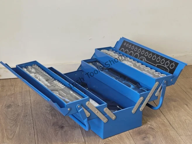 85PC Cantilever Tool Metal Box With Tools – 1/4″ & 1/2″ Drives