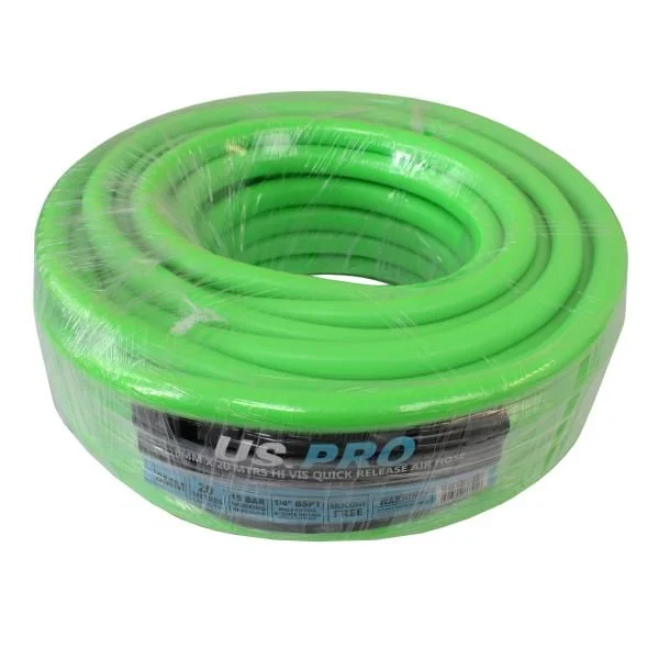 US PRO 8MM X 20 Meters HI VIS Quick Release Air Hose 15 BAR
