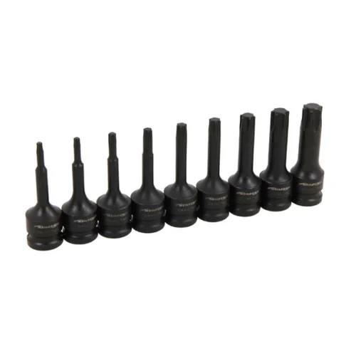 9 Piece 1/2″ Drive 75mm Long Impact Star Bit Set T20 – T70