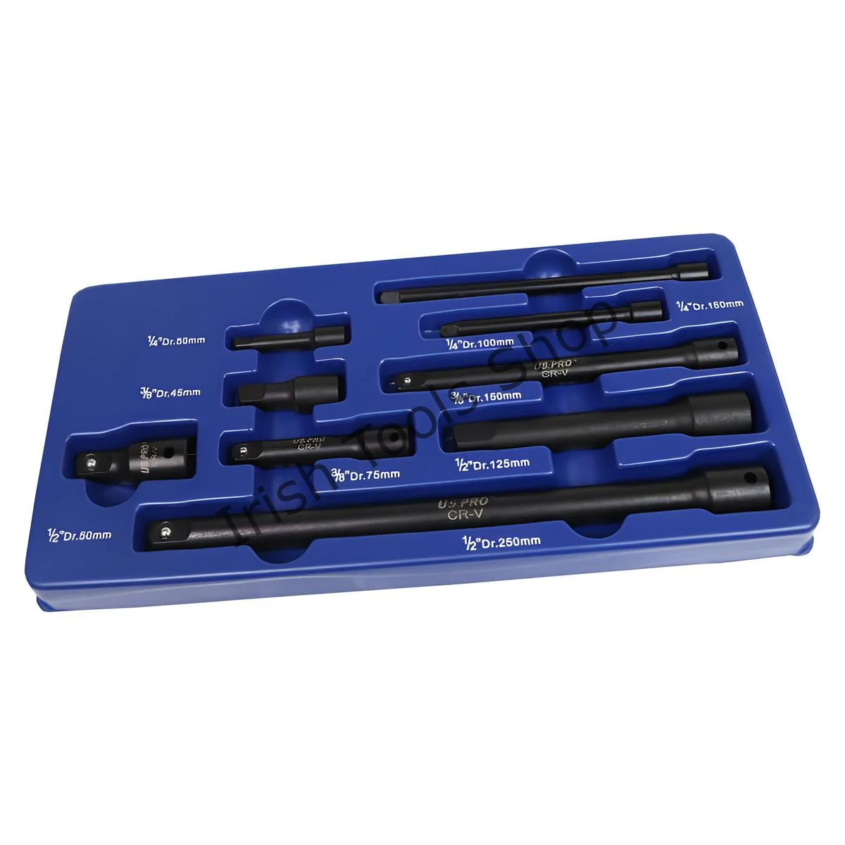 9 Piece 1/4″ 3/8″ 1/2″ Drive Impact Extension Bar Socket Set