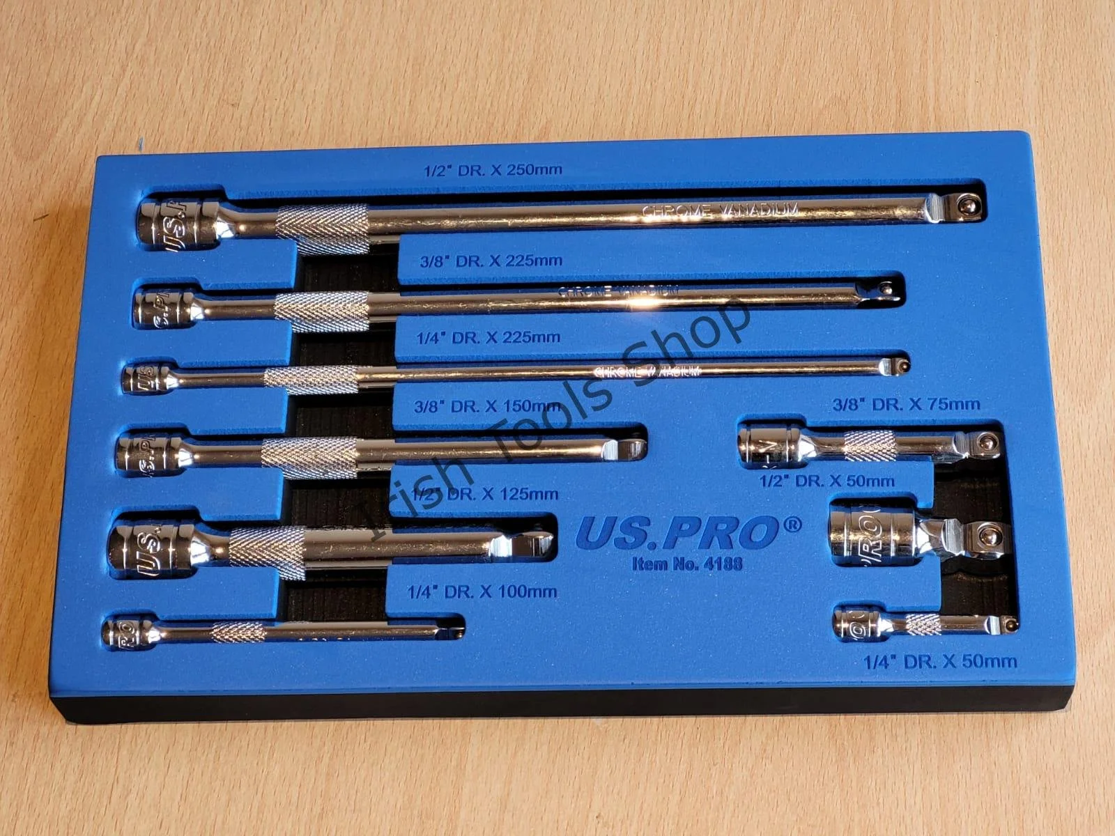 9 Piece 1/4″ 3/8″ 1/2″ Drive Wobble Extension Bar Set