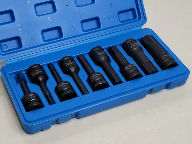 9 Piece 1/2″ Drive 75mm Long Impact Hex Socket Bit Set H4 – H19