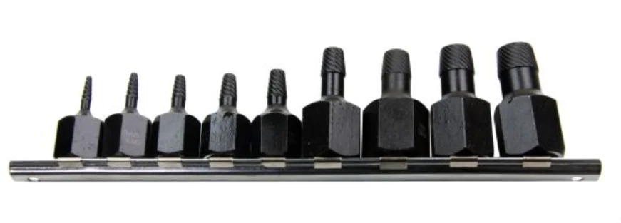 US PRO 9 Piece 3/8″ & 1/2″ Drive Stud or Bolt Extractor Set On Rail
