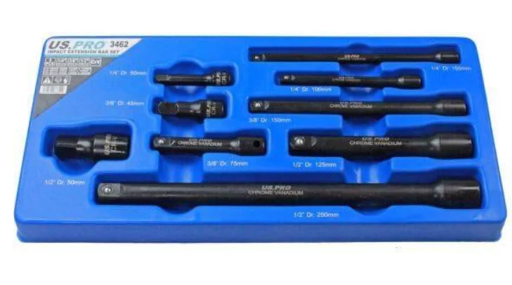 9pc 1/4″ 3/8″ 1/2″ dr Impact Extension Bar Set For Sockets