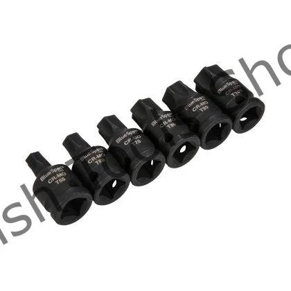 6 Piece 1/2″ Drive 45mm Long Impact Torx Socket Bit Set T55-T100
