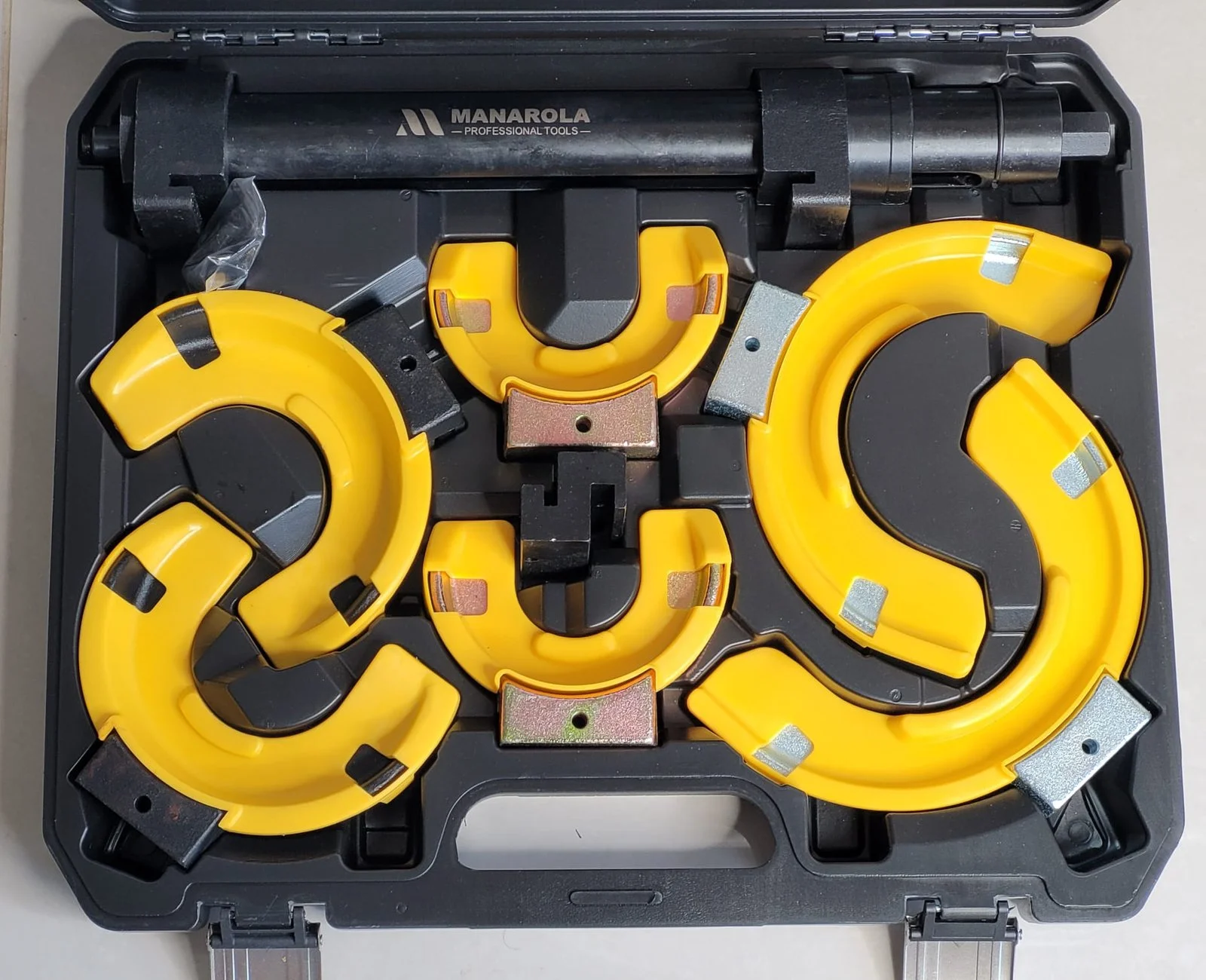 Interchangeable-Fork Coil Spring Compressor Set With Cover