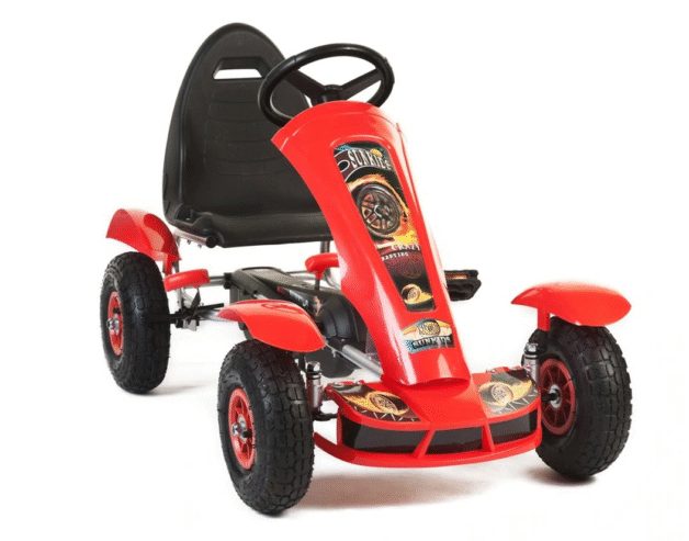 SunKids – Large Rubber Wheel Black Go Kart (Black) – 4-9 Years