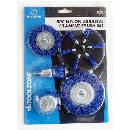 Toolzone 5 Piece Nylon Abrasive Filament Brush Set | 6Mm (1/4””) Shank