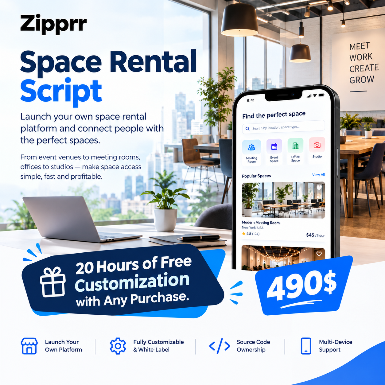 What Features Come in Zipprr’s $490 Space Rental Script?